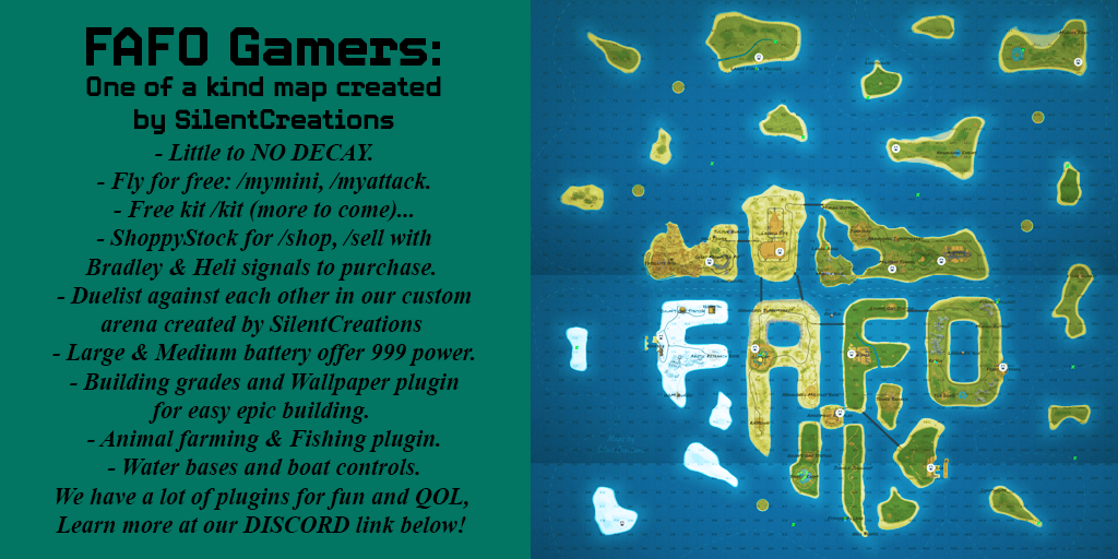 FAFO Gamers PVE / Helis-Brads-Raids/Farm-Fish/No Decay